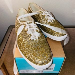 Kate Spade Gold Sparkle Keds 🏆